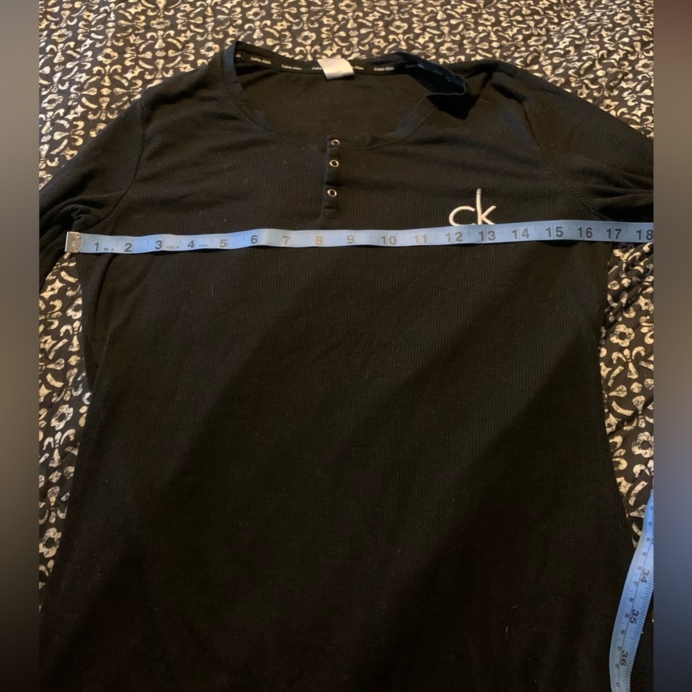Calvin Klein oversized XS ribbed long sleeve black sleep shirt embroidered logo - Picture 2 of 6